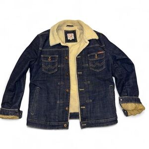 Classic Men's Blue Denim Jacket with Cream Lining